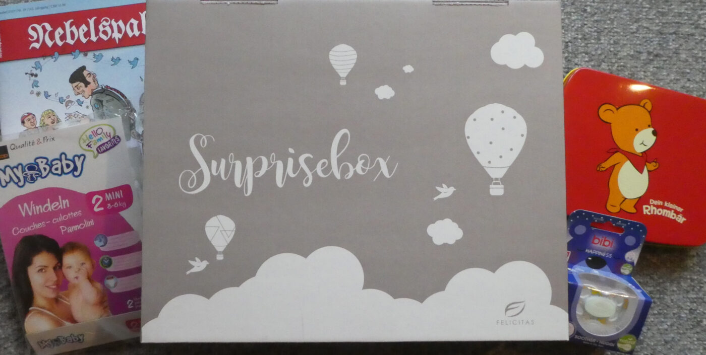 Eine Surprisebox mit Babysachen